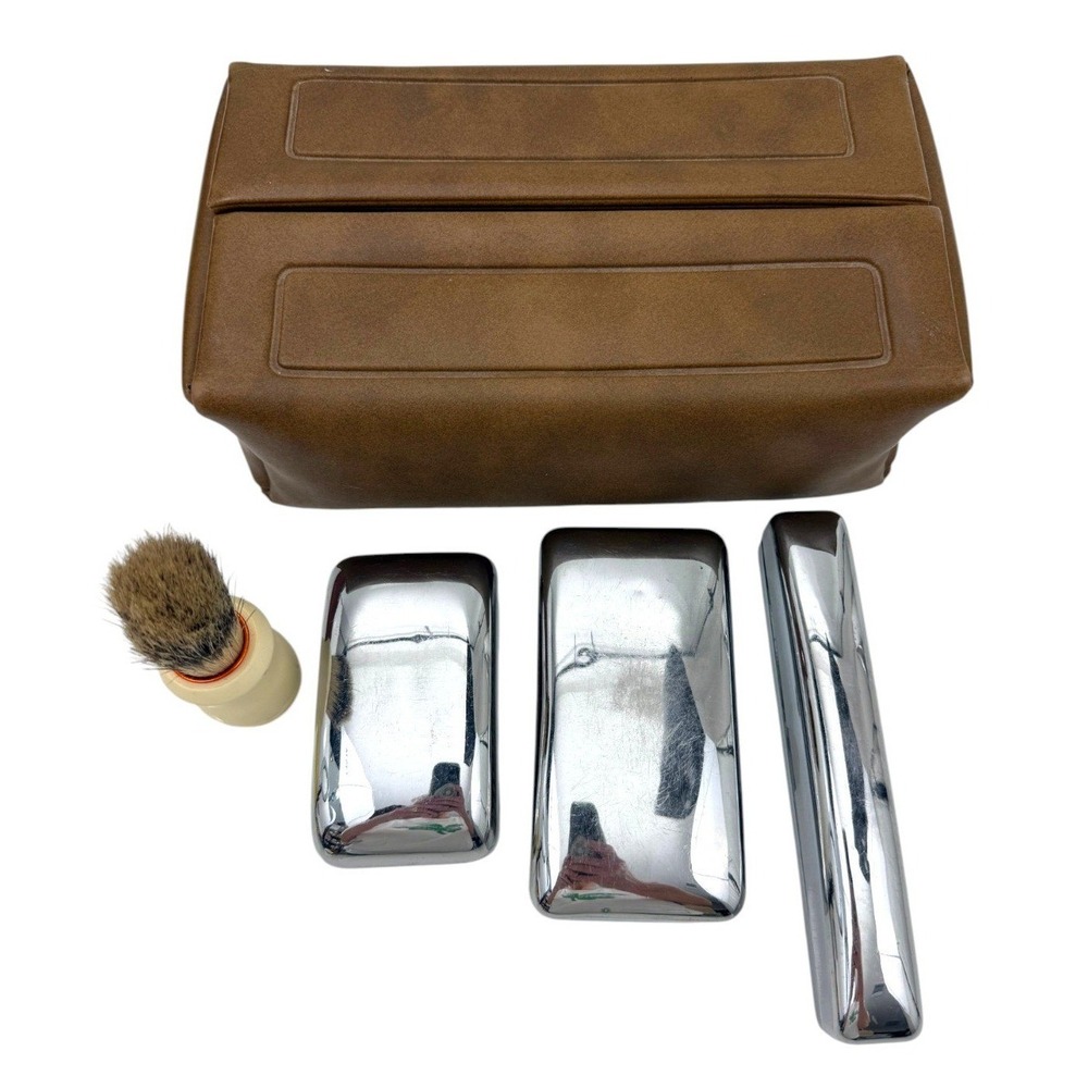 Mens Vintage Travel Toiletry Dopp Kit with Chrome Accessories - Picture 4 of 16